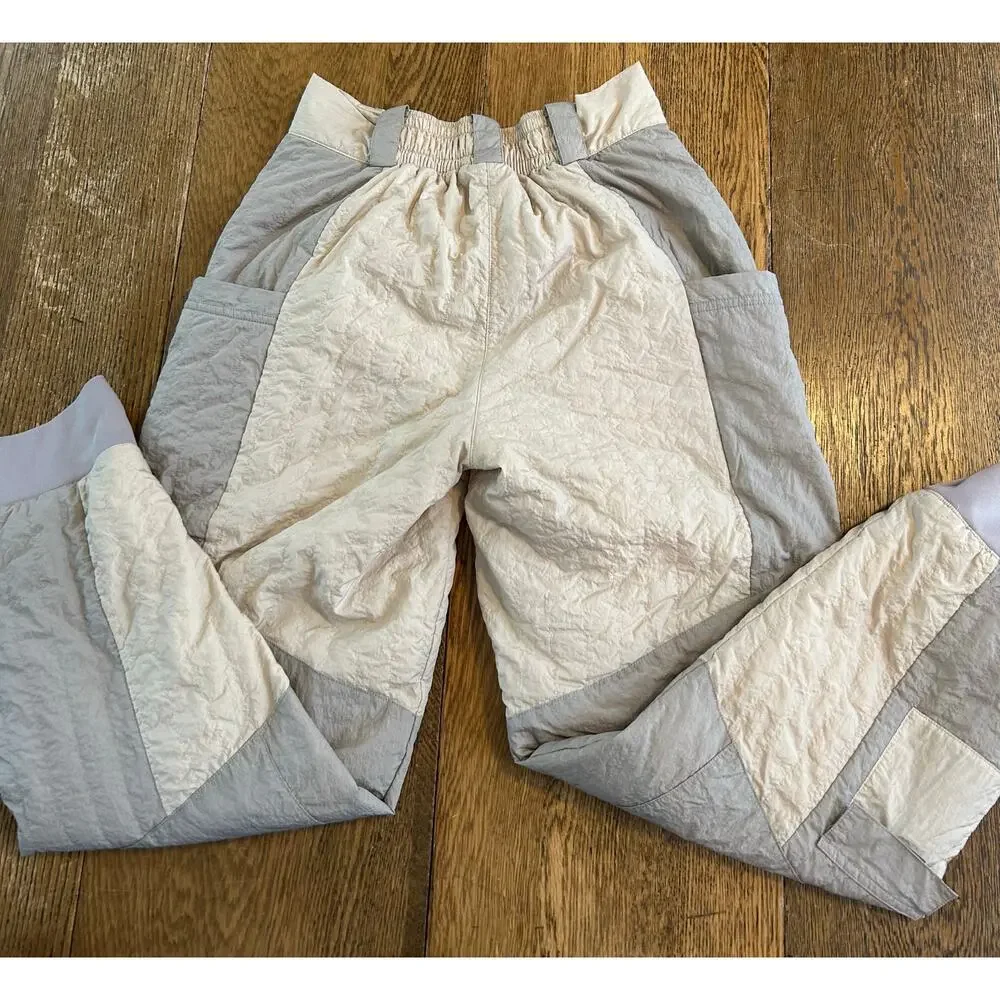 Nike Air Jordan Cozy Girl Puffer Pants Neutral Beige Gray Sz S Insulated Baggy - Picture 8 of 9